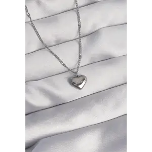 Kolye Çelik Gümüş Renk Kalp Model Love
