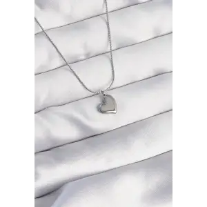 Kolye Çelik Gümüş Renk Minimal Kalp Tasarımlı