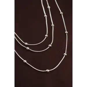 Kolye Çelik Gümüş Renk Minimal Topçuk Model Çoklu