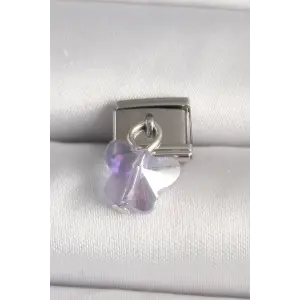 Çelik Gümüş Renk Mor Zirkon Taşlı Nomination Charm