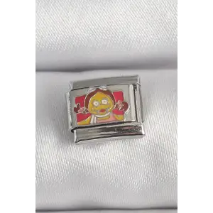 Çelik Gümüş Renk Renkli Çocuk İşlemeli Nomination Charm
