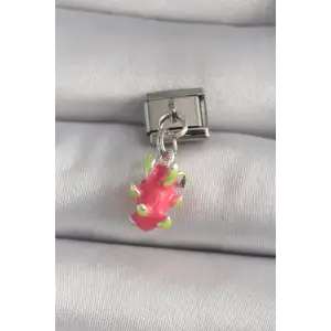 Çelik Gümüş Renk Sallantı Ejder Meyvesi tasarım Nomination Charm