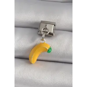 Çelik Gümüş Renk Sallantı Muz tasarım Nomination Charm