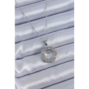 Kadın Kolye Çelik Gümüş Renk Zirkon Taşlı Model