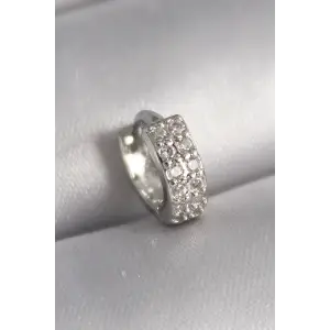 Tragus Piercing Çelik Gümüş Renk Zirkon Taşlı