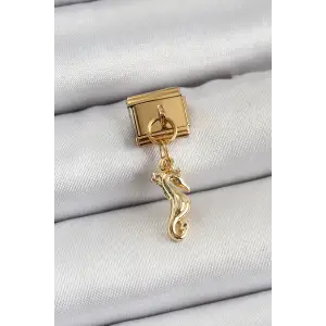 Çelik Sallantılı Deniz Atı tasarım Gold Renk Nomination Charm