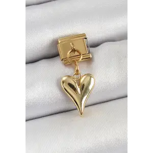 Çelik Sallantılı Kalp tasarım Gold Renk Nomination Charm