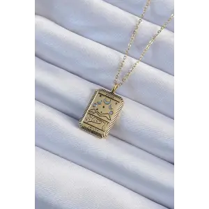 Kolye Çelik Zincir Eskitme Renk Ay Figürlü Tarot