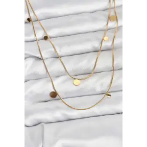 Kadın Kolye Çelik Zincir Gold Renk Pullu
