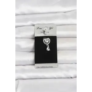 Piercing Cerrahi Çelik Kalp ve Damla Model Göbek