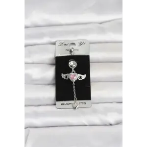 Piercing Cerrahi Çelik Kanatlı Kalp Model Göbek