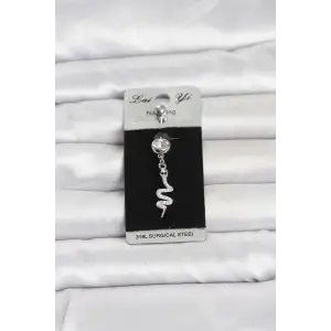 Piercing Cerrahi Çelik Sallantılı Yılan Model Göbek