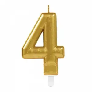 10 Cm 1 Adet 4 Rakam Mum Gold Renk