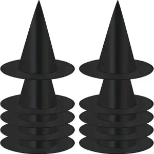 Cadı Şapkası 8 Adet Siyah Yetişkin ve Çocuk Kostüm Aksesuarı Polyester