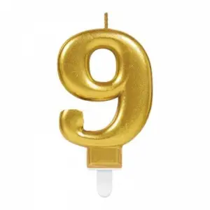 10 Cm 1 Adet 9 Rakam Mum Gold Renk