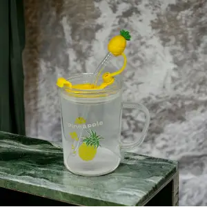 400 ml Cam Bardak Ananas Tasarımlı Kupa