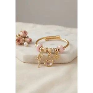 Bileklik Balık ve Tinker Bell Model Pembe Charmlı