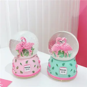 9.5 X 9.5 Cm Cam 3 Adet Kar Küresi Büyük Flamingo
