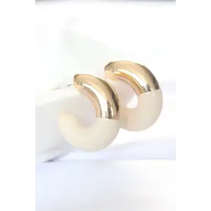 Küpe CCB Krem Gold Çift Renk