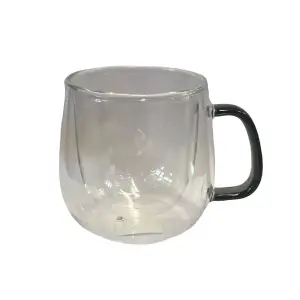 Kullanıma Uygun Çift Cidarlı Cam Kupa Gri Renk