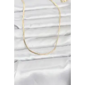 Kadın Kolye CM 14K Gold Renk Yassı Zincir Model 60 cm