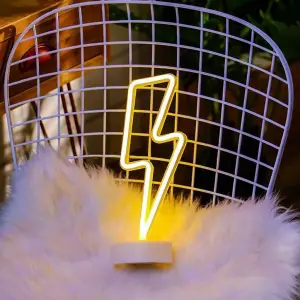 Masa Lambası Dekor Amaçlı Şimşek Şeklinde Pil İle Çalışan Neon LED Lamba Süs