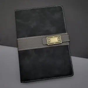 Defter Deri Kapaklı Çizgili Not i Siyah
