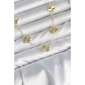Kadın Kolye Gold Renk Yonca Model VIP Seri