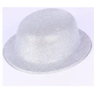 26 X 10 Cm Gümüş Renk Yuvarlak Simli Plastik Parti Şapkası