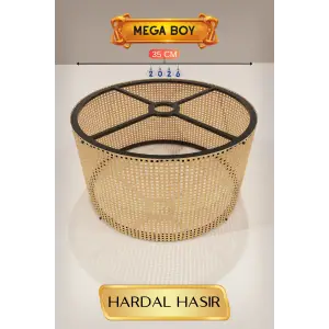 35 CM Ölçülü Hardal Hasır Lambader Başlığı Mega Boy