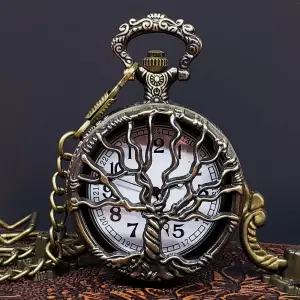 4.5 Cm Metal Hayat Ağaçı Tasarımlı Köstekli Saat