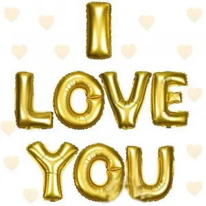 35 CM Ölçülü I Love You Folyo Balon Altın Renk