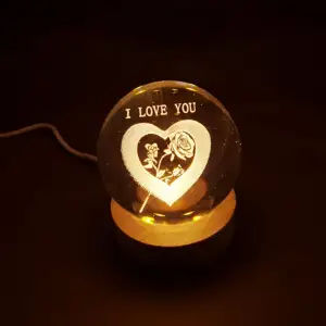 Cam Küre I Love You Işıklı