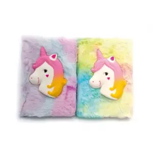 Kullanıma Uygun Kabartmalı Unicorn Tasarımlı Peluş Hatıra Defteri