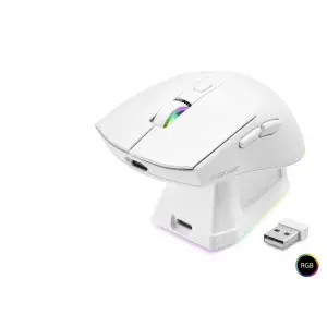300 mAh Kablosuz Rgb Mouse Şarj Standlı Beyaz MF1215W
