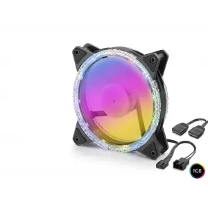 12 Cm Ölçülü Kasa Fanı Kristal Argb Siyah