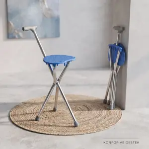 88 cm Ölçülü Katlanabilir Baston Sandalye Oturaklı