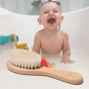 Ahşap Keçi Kılı Organik Bebek Banyo Tarağı