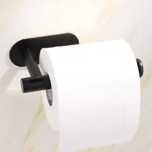 Mutfakta Kullanımına Uygun Kendinden Yapışkanlı Tuvalet Kağıtlığı Mat Siyah Modern Banyo Rulo Askısı