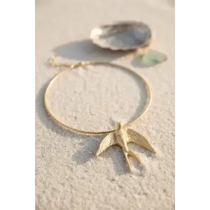 Kadın Kolye Kırlangıç Model Gold Renk Choker