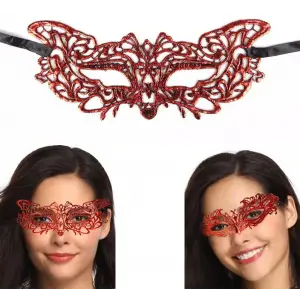 Maske Kırmızı Dantel Masquerade si 9 No