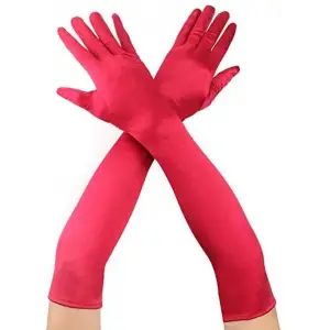 40 cm Ölçülü Kırmızı Renk Dirseğe Kadar Uzun Kumaş Eldiven