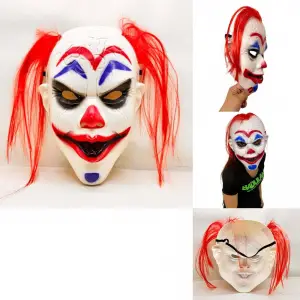 Plastik Maske Kızıl Saçlı Joker Palyaço si