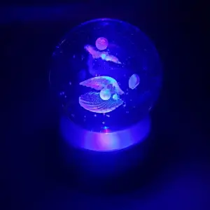 8 Cm 3 Adet Cam Küre Kristal Işıklı