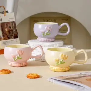 Bardak Lale Motifli Seramik
