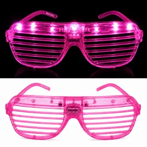 Parti Gözlüğü LED Işıklı Panjur Pembe Renk Shutter Gözlük