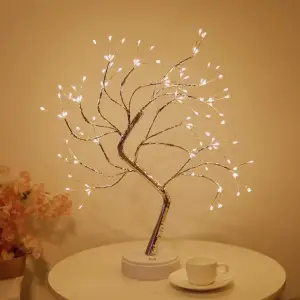 Kablosuz Kullanıma Uygun Masaüstü Peri LED Ağaç Lamba