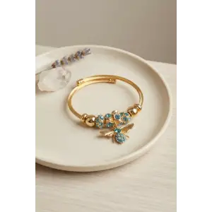 Bileklik Mavi Arı Model Gold Renk Charm