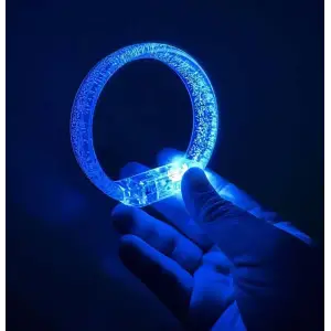 Bileklik Mavi Led Işıklı Baskı Yapılabilen Pilli Bilezik 1,5 cm Genişlik