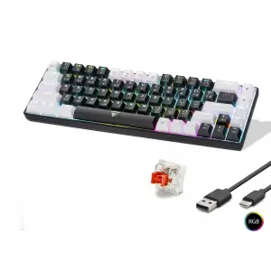 2000 mAh Kablosuz Mekanik Klavye Tri Mod Rgb Red Switch Siyah Beyaz MF1703B